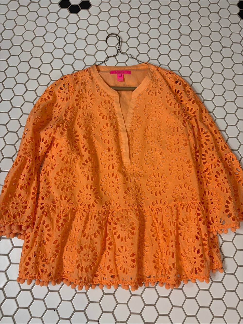 Lilly Pulitzer Orange Eyelet Peplum Tunic